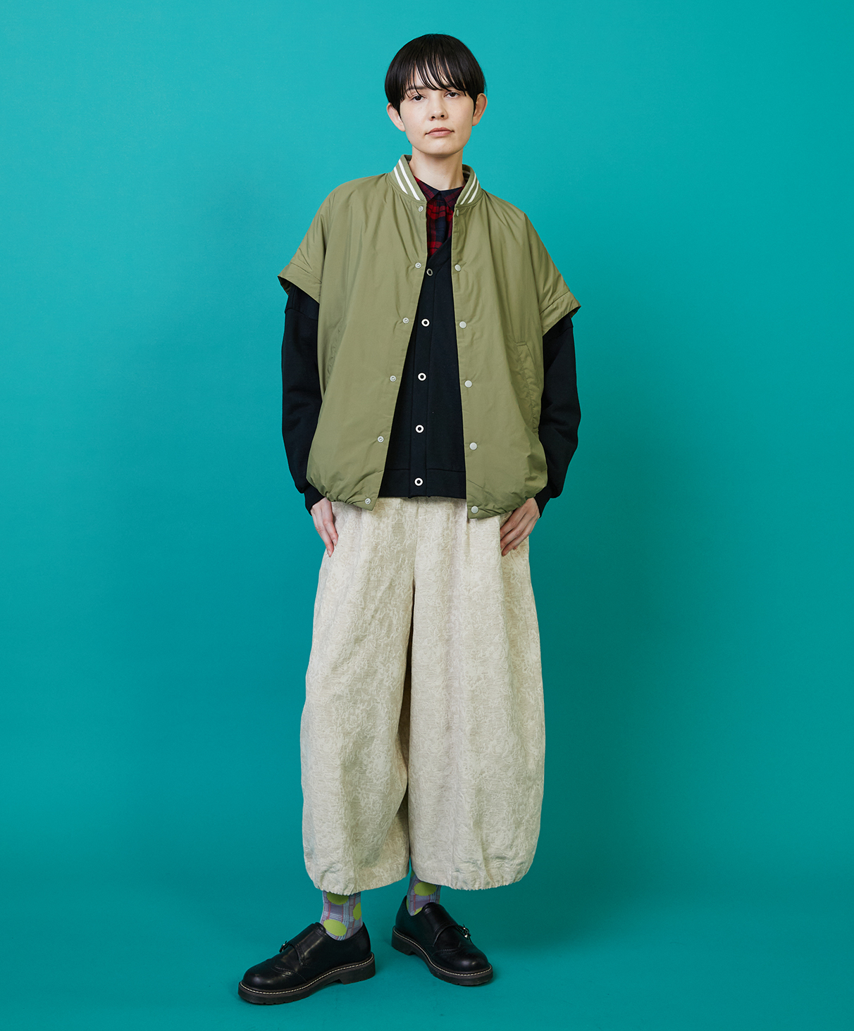 COAT, CARDIGAN, SHIRT, PANTS, SOCKS, SHOES