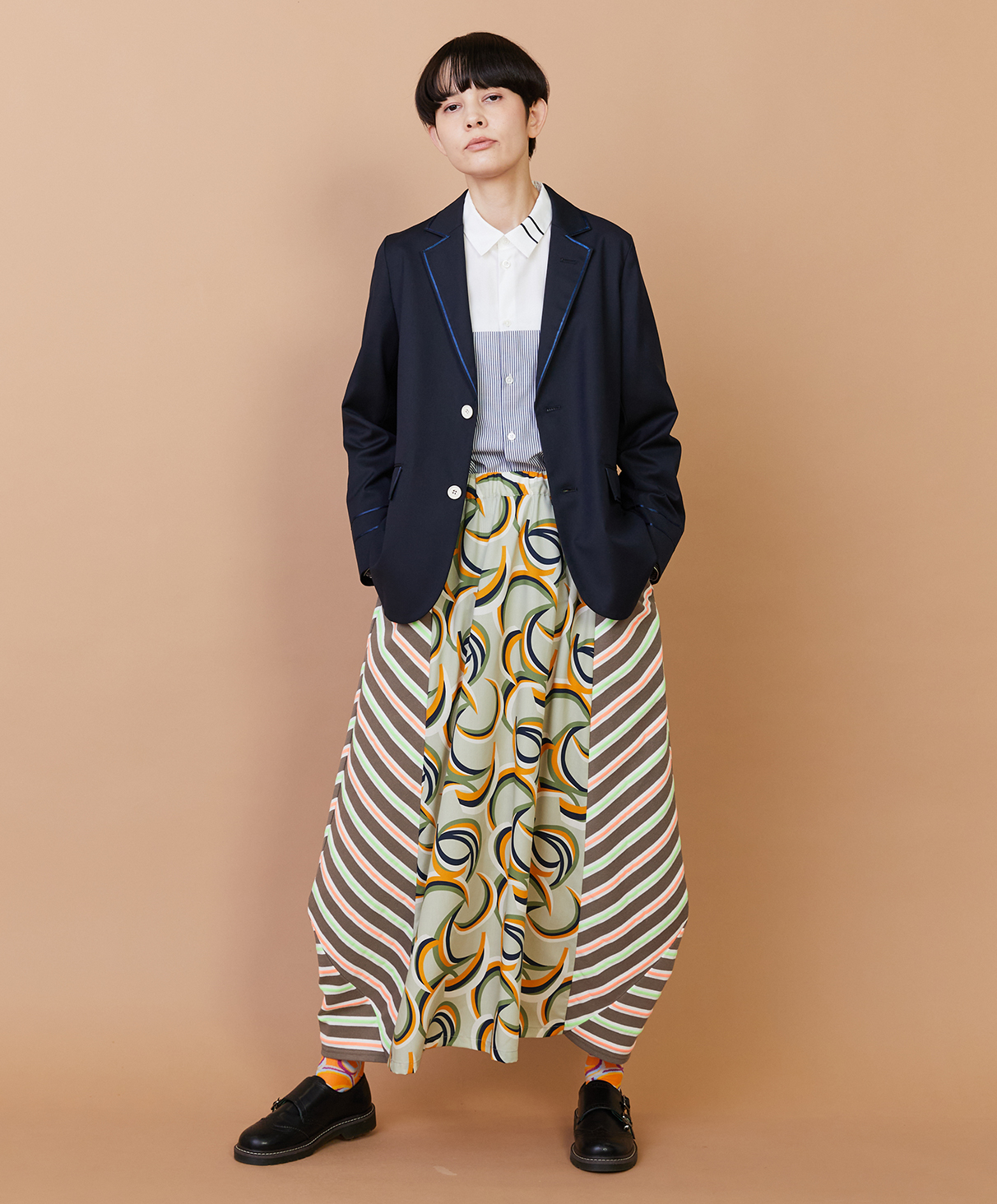 JACKET, SHIRT, SKIRT, SOCKS, SHOES